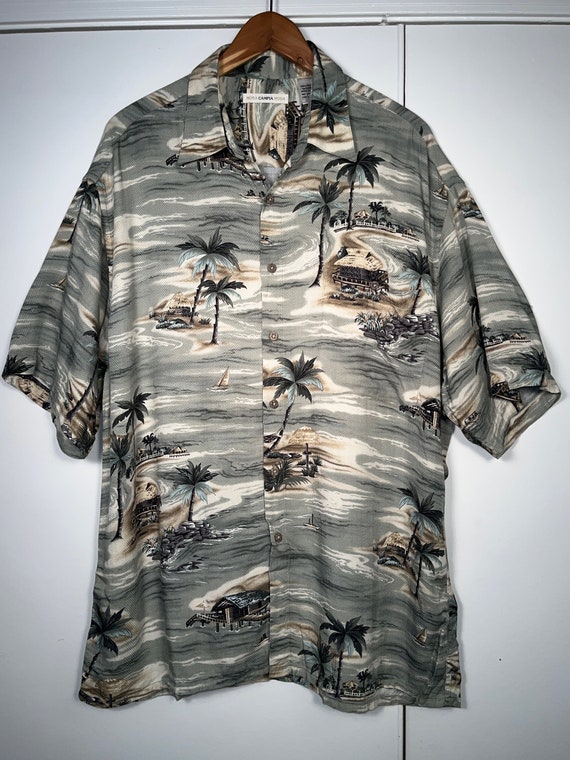 Hawaiian Shirt L Mens Moda Campia Button Down Coc… - image 1