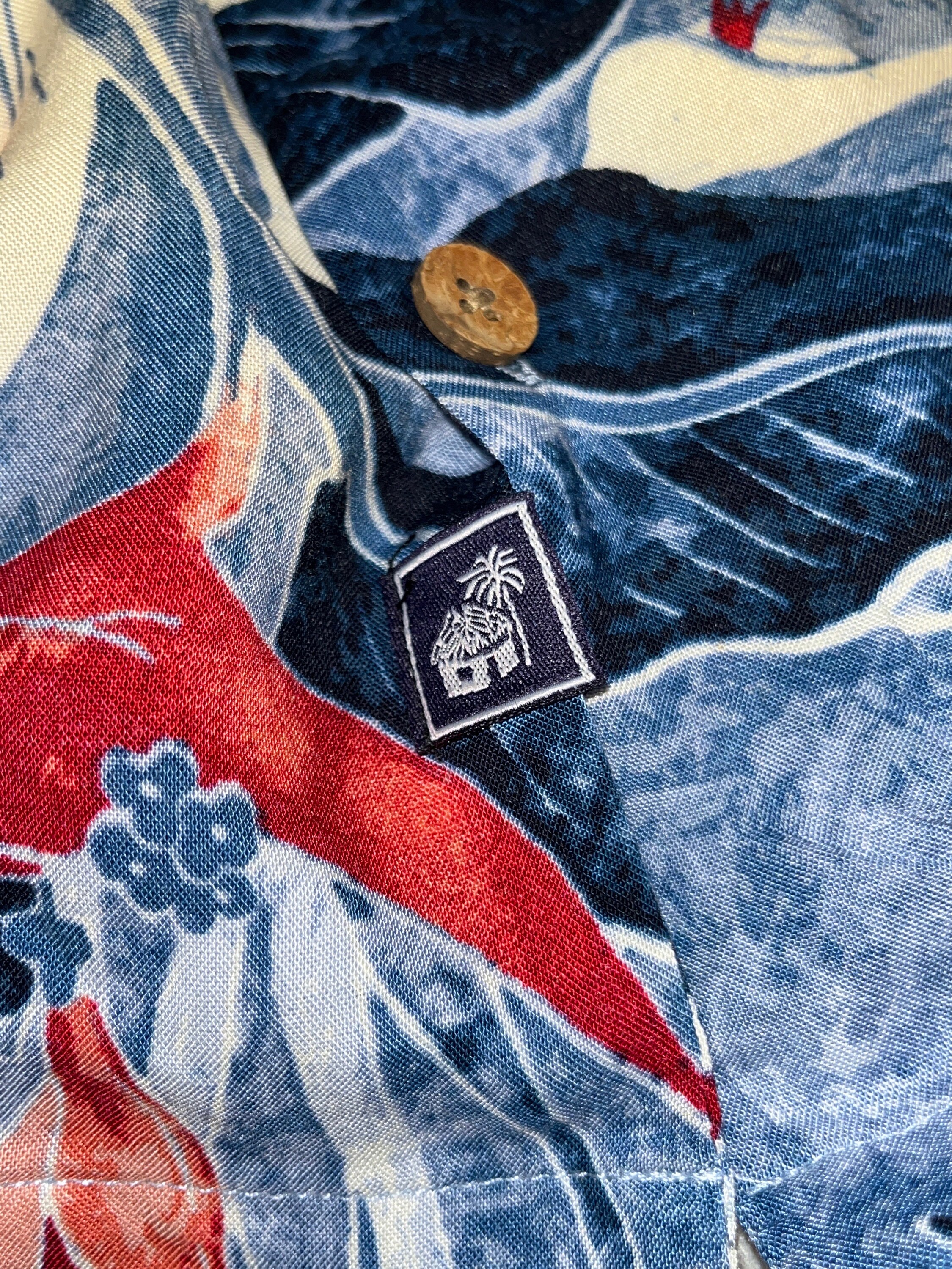 Chemise Boutonnée Hawaïenne XL Bleue Caribbean Joe Shirt Mens Extra Large Blue Short Sleeve Button Up Hawaiian