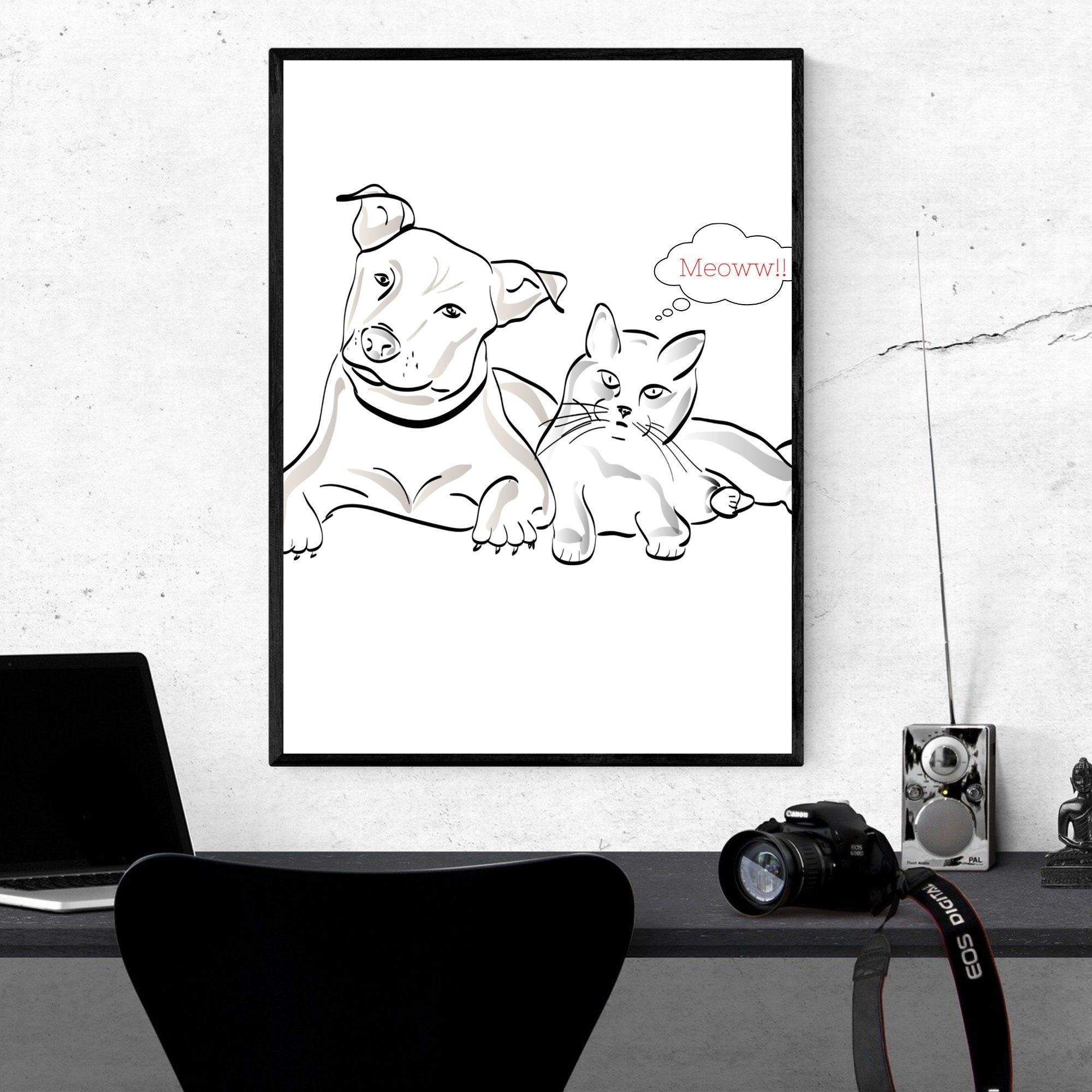 Printable Dog and Cat Wall Art Digital Download Animal Wall Etsy
