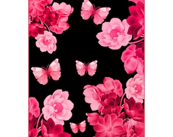 Pink Butterflies/Begonias (Wall Art)