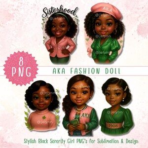 AKA Sorority Fashion Doll Clipart: Black Greek Life PNG (Digital Download)