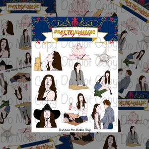 Feuille d'autocollants magiques pratiques, Stickers sorcières, Sally, Owens Sister, Stickers