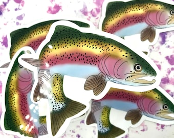 Regenbogen Forelle Aufkleber | Fisch Aufkleber | Fischen-Aufkleber | Geschenk für Ihn | Geschenk für sie | Auto Aufkleber | 307 Regenbogen Forelle Aufkleber