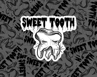 Sweet Tooth Sticker, Creepy Cute Waterproof/Weatherproof Stickers