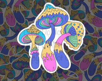 Glossy Drippy mushroom Sticker, Mushroom Sticker, Colorful Stickers, Pastel Sticker, Trippy Sticker