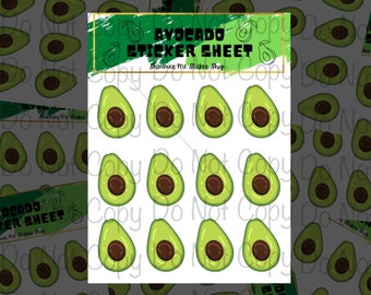 Kawaii Fruit Sticker Sheet , Avocado Stickers , Sticker Sheet , Cute Stickers