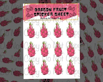 Kawaii Fruit Sticker Sheet , Dragon Fruit Stickers , Sticker Sheet , Cute Stickers