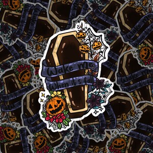 Wake Me When it’s Fall Sticker | Pumpkin Sticker | Coffin Sticker | Laptop Stickers | Spiderweb