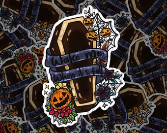 Wake Me When it’s Fall Sticker | Pumpkin Sticker | Coffin Sticker | Laptop Stickers | Spiderweb