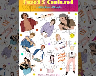 Dazed and confused Sticker Sheet | 90s | Movie Theme Stickers | Matte Stickers | Journal Stickers | Sticker Sheet Aesthetic