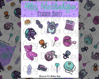 90s Nostalgia Sticker Sheet , Retro Kidcore Stickers ,  90s Millennial Sticker Sheet