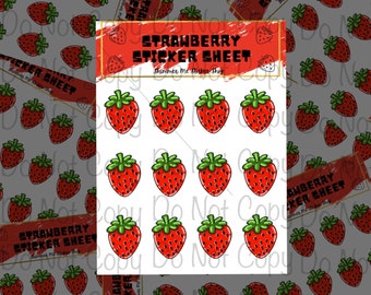 Kawaii Fruit Sticker Sheet , Strawberry Stickers , Sticker Sheet , Cute Stickers