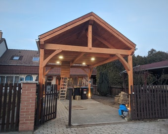 Single timber frame carport with a storage