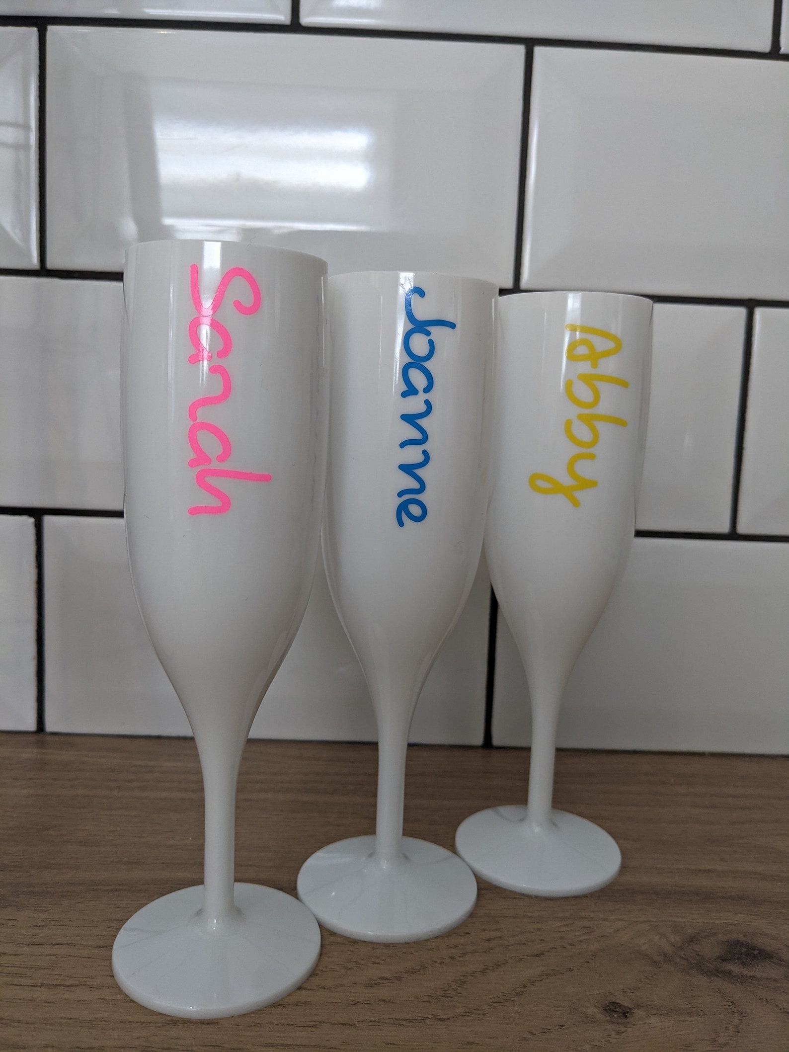 Plastic White Champagne Flutes Love Island Neon Personalised Etsy