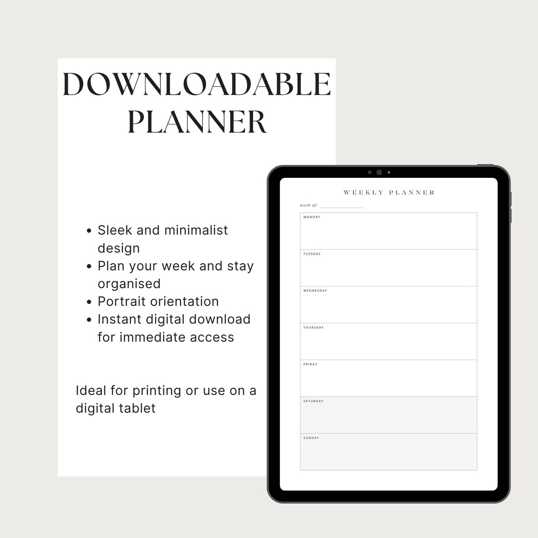 Minimalist Weekly Planner Template | Printable Schedule | To-do List ...