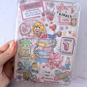 Capa rosa para Kindle | Capa transparente para Paperwhite | Estética fofa e feminina dos anos 90 | Presente Booktok para amantes de livros (físico)