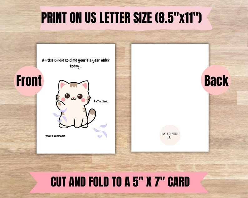 Funny Cat Birthday Card Printable | Cute Kitty Pun Birthday Card ...