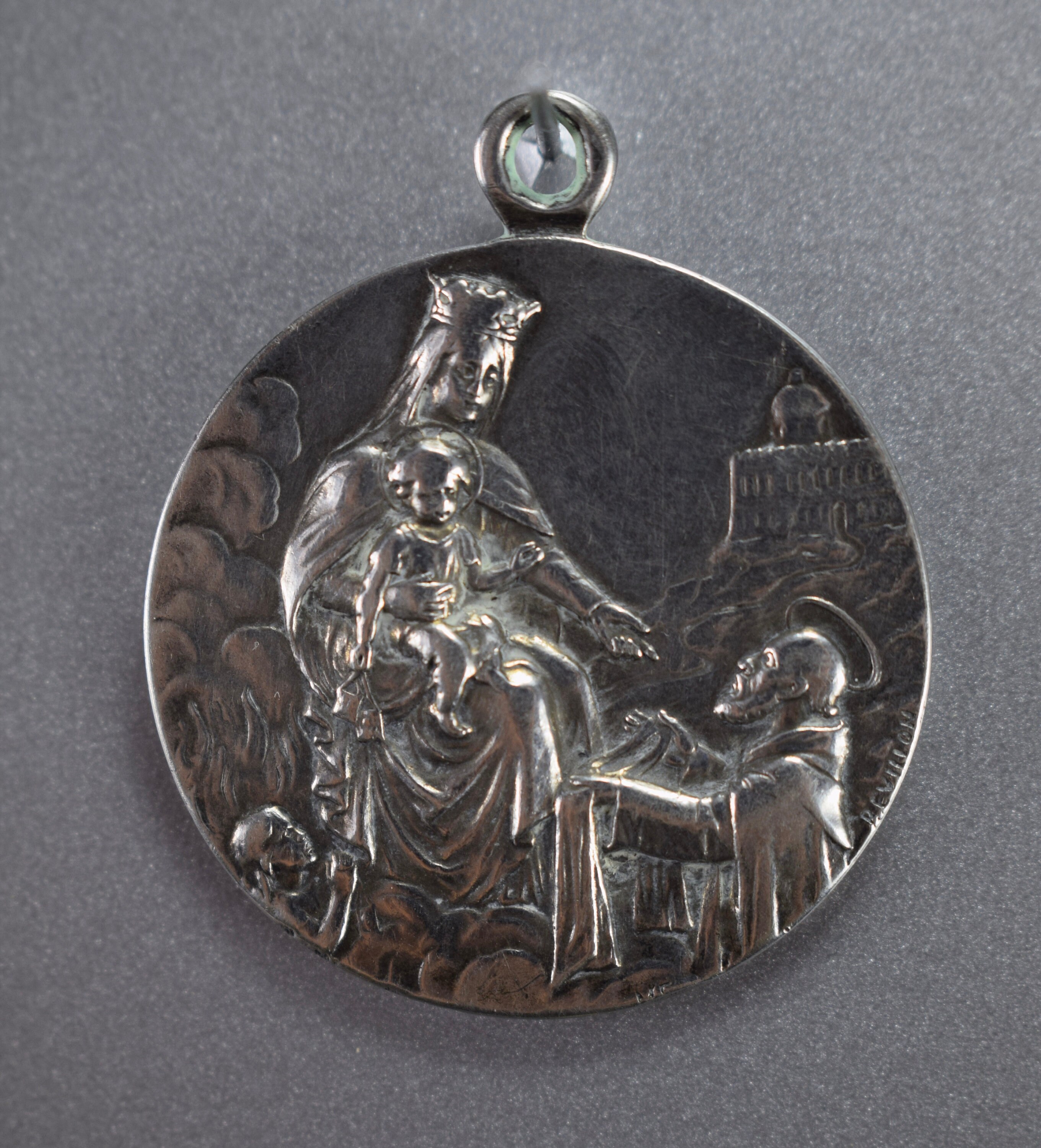 Vintage French Solid Silver Madonna and Child Medal Pendant - Etsy France