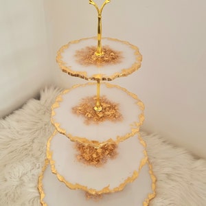 White and gold leaf 4 tier cupcake stand