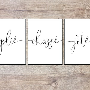 Ballet printable art - set of four ballet words plie, chasse, jete, releve - dance studio wall decor - ballet dancer gift - girls room art