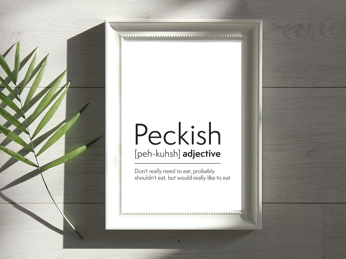 Peckish Poster Printable Diet Wall Art Funny Hungry Food Quote Peckish