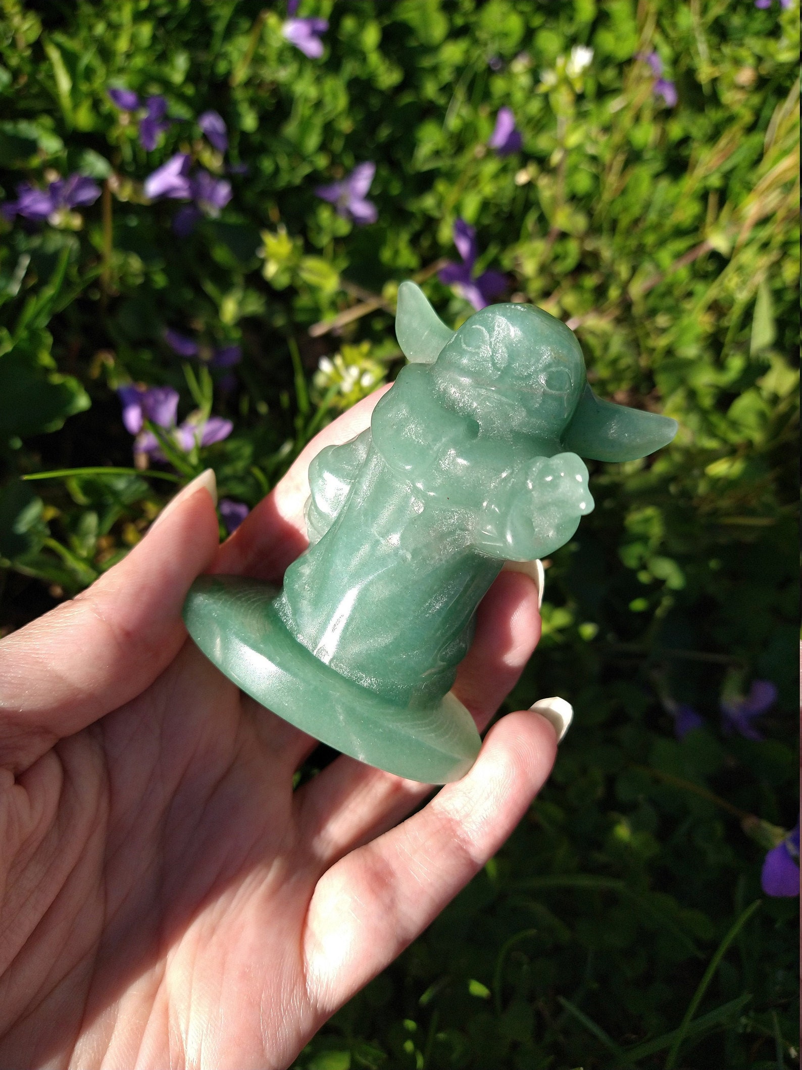 Cute Green Aventurine Baby Yoda Crystal Carving Etsy