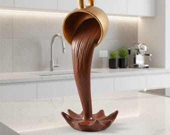 3D Printed Pouring Coffee Sculpture STL – Kitchen Decor (Digital Download + Guide)