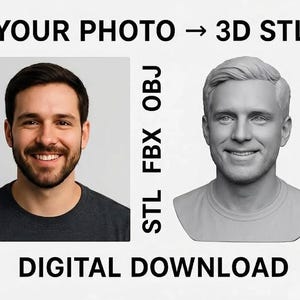 Niestandardowy model 3D STL z Twojego zdjęcia | Spersonalizowany plik do druku 3D | Pobieranie cyfrowe