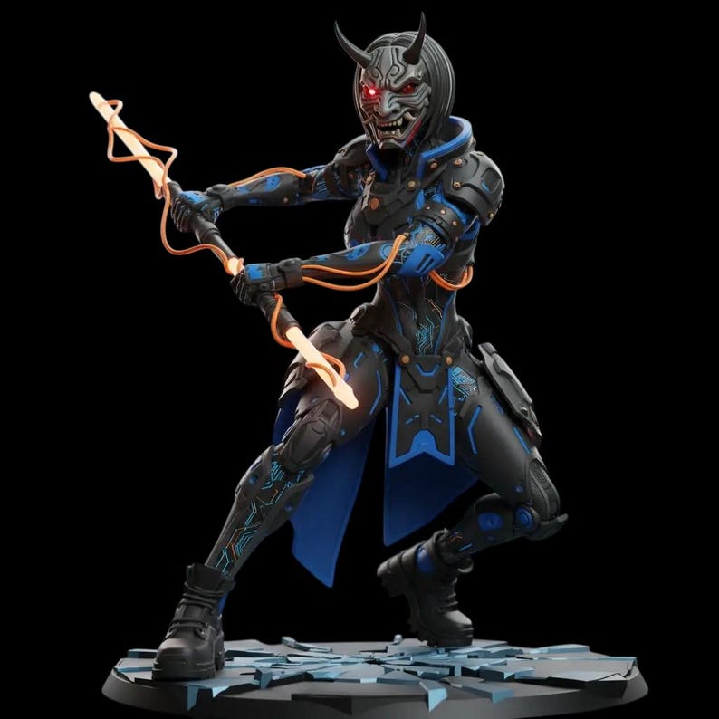 Cyberpunk Oni Warrior STL – Futuristic Samurai 3D Print (digital ...