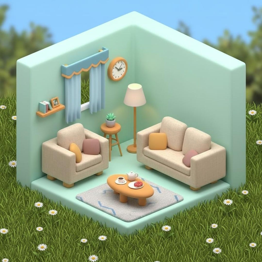 Minimal Living Room STL File: Modern 3D Interior Design (digital ...