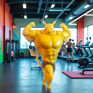 Muscular Pikachu 3D STL File – Funny Strong Pikachu Model for 3D Printing, Digital Download
