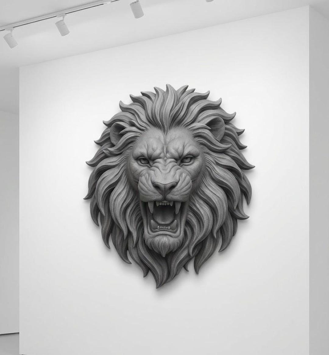 Embossed Lion Head Wall Decor STL | Majestic Relief Art | Instant ...