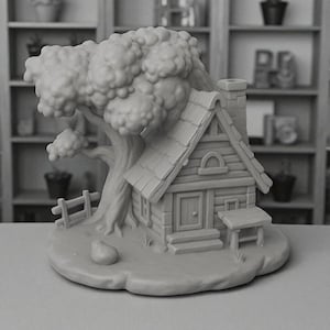Mini Wooden House 3D STL File – DIY Printable Cabin Model for Dioramas and Crafts