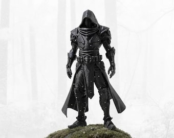 Gepanzerter Ritter mit Kapuze STL - Mittelalterlicher Krieger Figur 3D Modell (Digitaler Sofort Download)