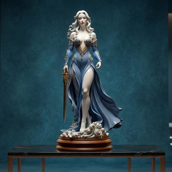 Fantasy Warrior Princess STL – Single Print Statue (Instant Download) PLA & Resin + FREE 3D Printing