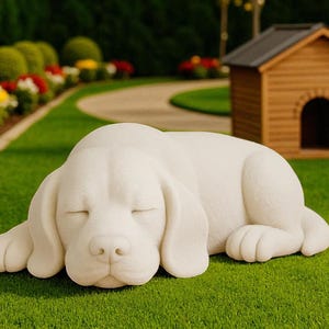 Sleeping Dog STL File – 3D Printing Cute Puppy Figurine Model, Digital Download