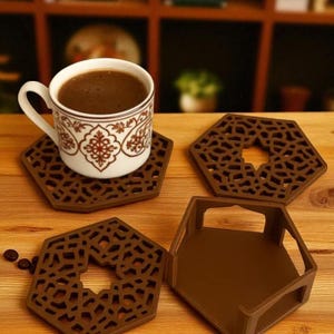 Geometric Pattern Coaster 3D STL File: Modern Drink Coaster Design (Digital Download)