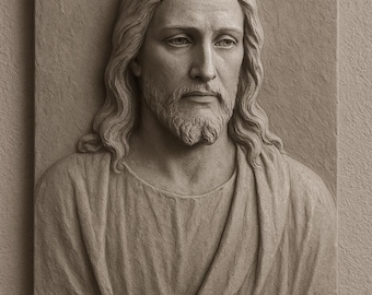 Jesus Relief Wall Art STL File: 3D Printable Religious Sculpture (Digital Download)
