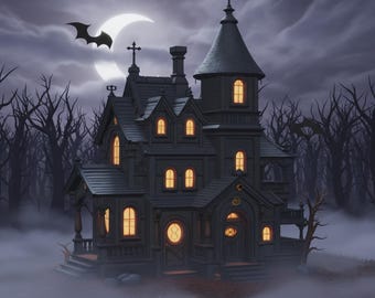 Haunted Mansion STL Datei: Gruseliges 3D Druckbares Haunted House Modell (Digitaler Download)