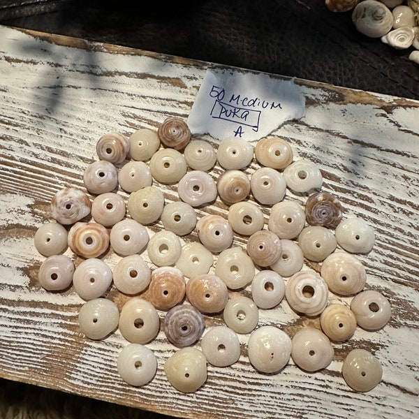 50 Medium Hawaiian Puka shell handpicked from North Shore
