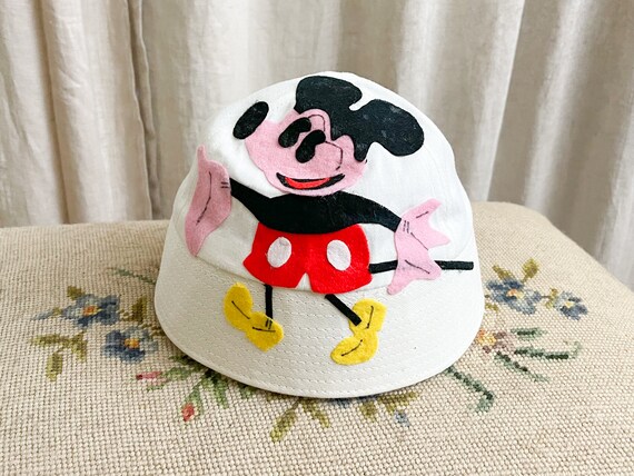 Vintage 1960s 1970s Handmade Mickey Mouse White B… - image 1