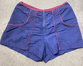 Vintage 80s Becca Womens Blue Swim Shorts High Rise Swimsuit Women's US Small Made in USA