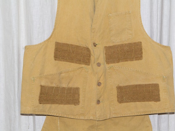 Rustic 1940s Vintage Hunting Vest Men's size Larg… - image 3
