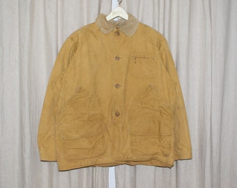 1940s Mustard Brown Hunting Coat, Men's size XL, 27x27.5 Unbranded, Vintage