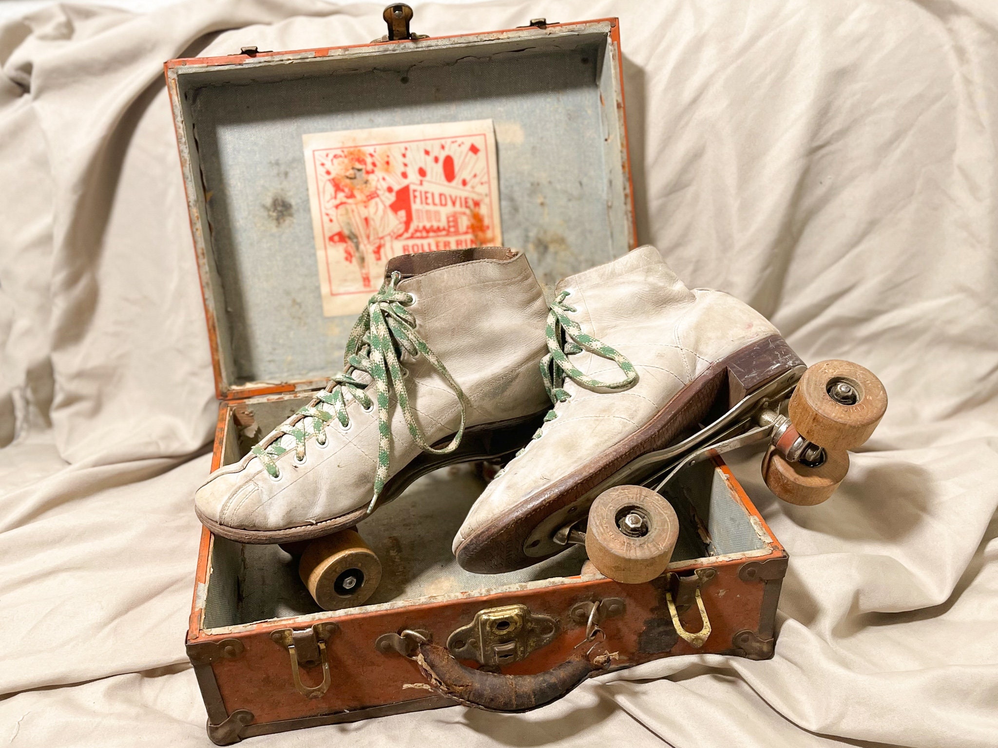 Antique 1910s 1920s Roller Skate CO Ware Bros White Roller Etsy