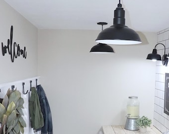 El Segundo 12" Retro Industrial Pendant Light | Steel Fixture for Laundry Rooms & Entryways