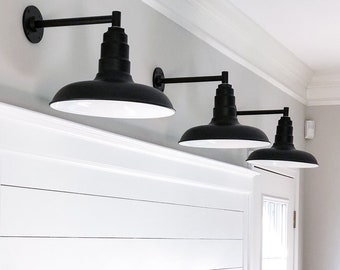 Handmade Modern Straight Arm Barn Light Wall Fixture - Made In America - Farmhouse Lighting - Indoor & Outdoor - The Topanga