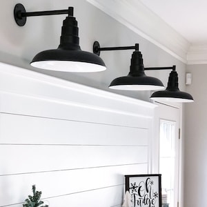 Handmade Modern Straight Arm Barn Light Wall Fixture - Made In America - Farmhouse Lighting - Indoor & Outdoor - The Topanga