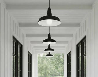 Carson 16" Steel Barn & Garage Pendant | Retro Farmhouse Industrial Lighting Fixture