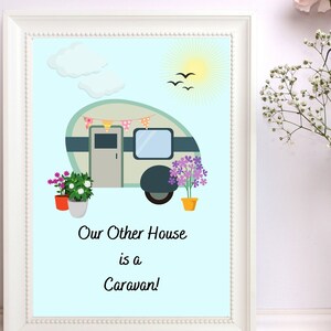 Uroczy kolorowy nadruk Caravan / Caravan Wall Art / Wystrój domu / Home Wall Art